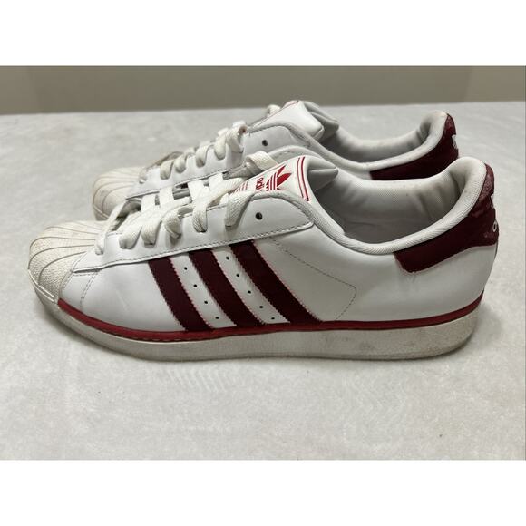 Adidas Superstar Shoes Men’s Size 13 White Red Stripe Shell Toe Classic Low Top - Picture 5 of 8